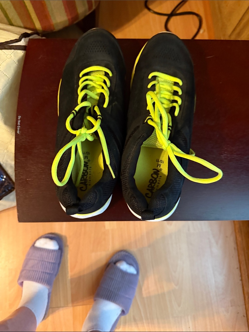 Carbon Black Athletic Sneakers with Neon Yellow Laces